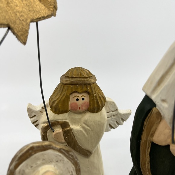 Carved Wood Nativity Folk Art‎ Hand Painted Signed Derek Adams Jesus Mary Joseph - Picture 5 of 12